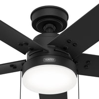 52 inch Sea Point Matte Black WeatherMax Indoor / Outdoor Ceiling Fan with LED Light Kit and Pull Chain