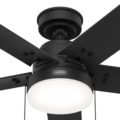 52 inch Sea Point Matte Black WeatherMax Indoor / Outdoor Ceiling Fan with LED Light Kit and Pull Chain