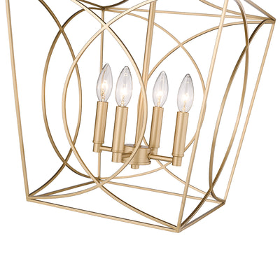 22'' Tracy Painted Modern Gold 4 Light Pendant