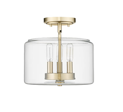 10.6'' Asheville Modern GoldClear 3 Light Semi-Flush Mount