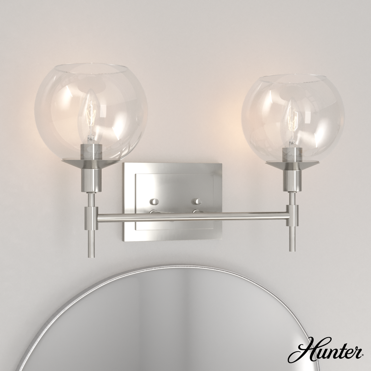 Hepburn 18-inch 2-light Brushed Nickel Vanity Light with Cased White Glass