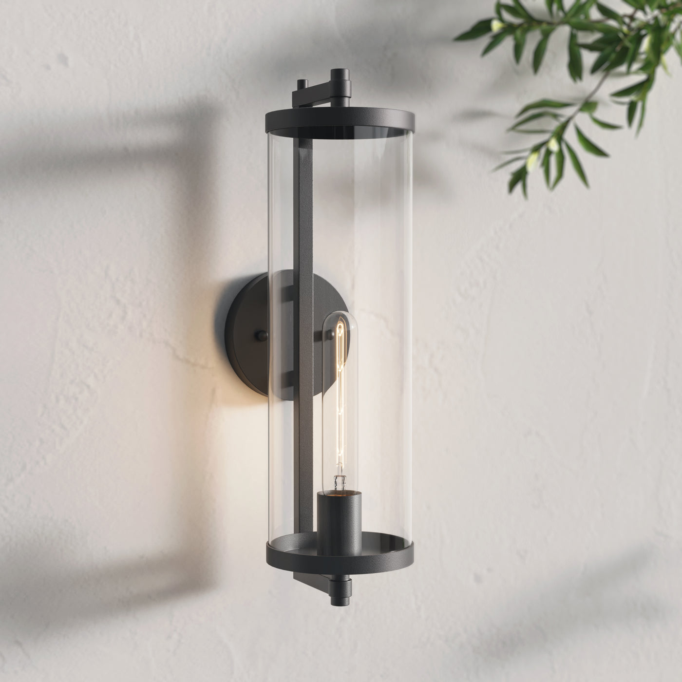 18-inch Beckham Textured Black 1-Light Outdoor Wall Sconce