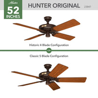 52 inch Original Chestnut Brown Damp Rated Ceiling Fan and Pull Chain