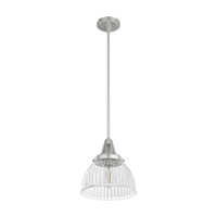 Cypress Grove 10-inch 1-light Brushed Nickel Industrial Pendant with Clear Holophane Glass