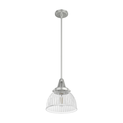 Cypress Grove 10-inch 1-light Brushed Nickel Industrial Pendant with Clear Holophane Glass