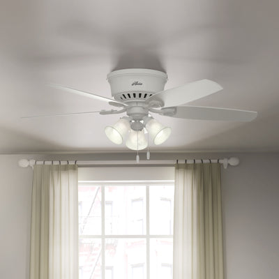 52 inch Builder Snow White Low Profile Ceiling Fan with LED Light Kit and Pull Chain