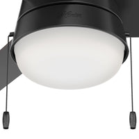 52 inch Aker Matte Black Damp Rated Ceiling Fan with LED Light Kit and Pull Chain