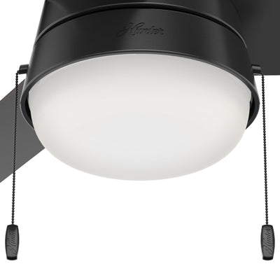 52 inch Aker Matte Black Damp Rated Ceiling Fan with LED Light Kit and Pull Chain