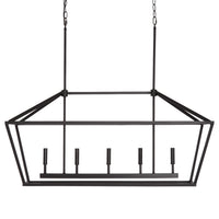 68'' Corona Matte Black 5 Light Linear Chandelier