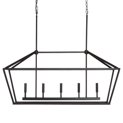 68'' Corona Matte Black 5 Light Linear Chandelier
