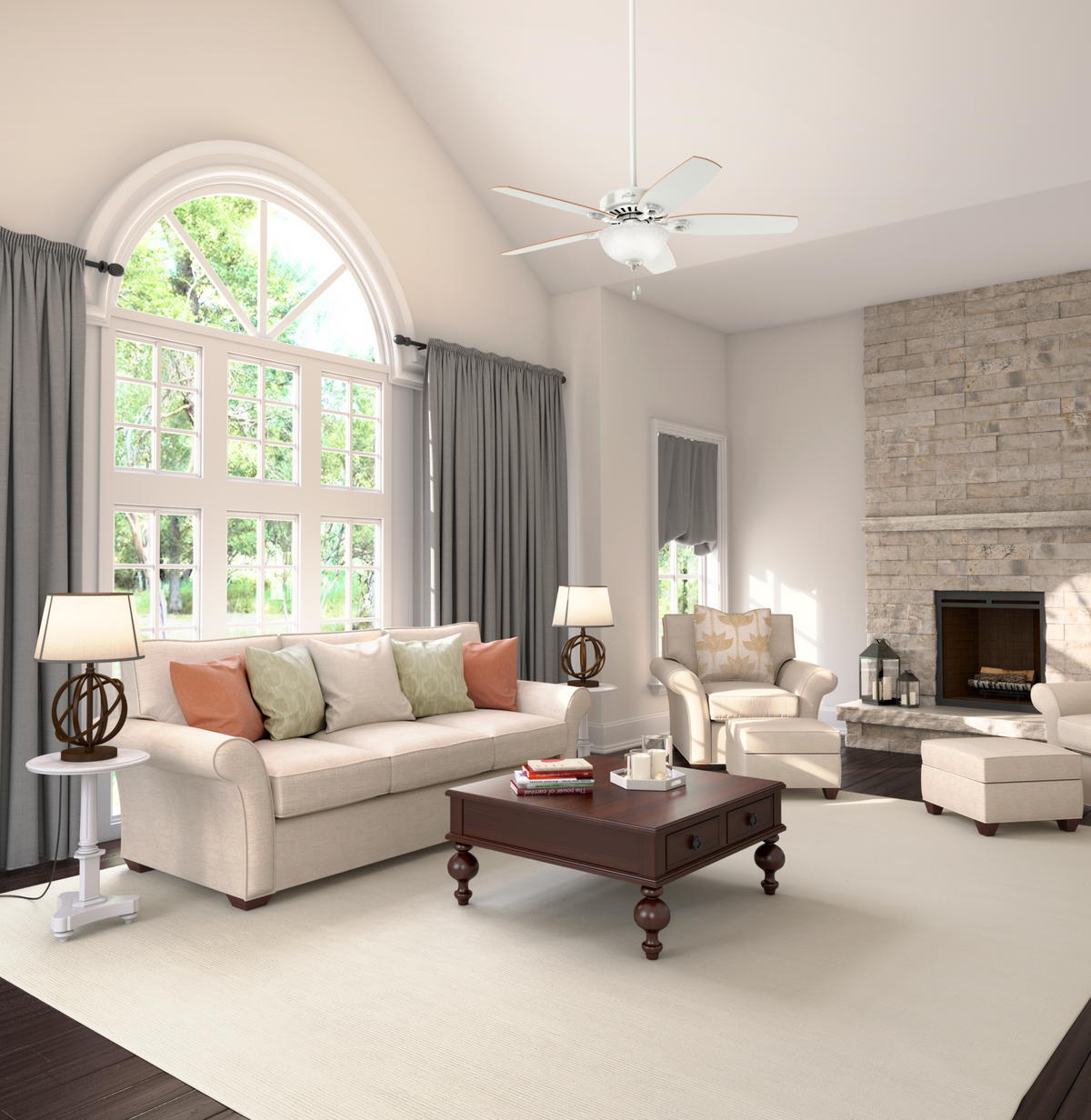 52 inch Builder White Ceiling Fan with LED Light Kit and Pull Chain