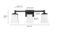 24'' Sonorra Matte Black 3 Light Bath Vanity