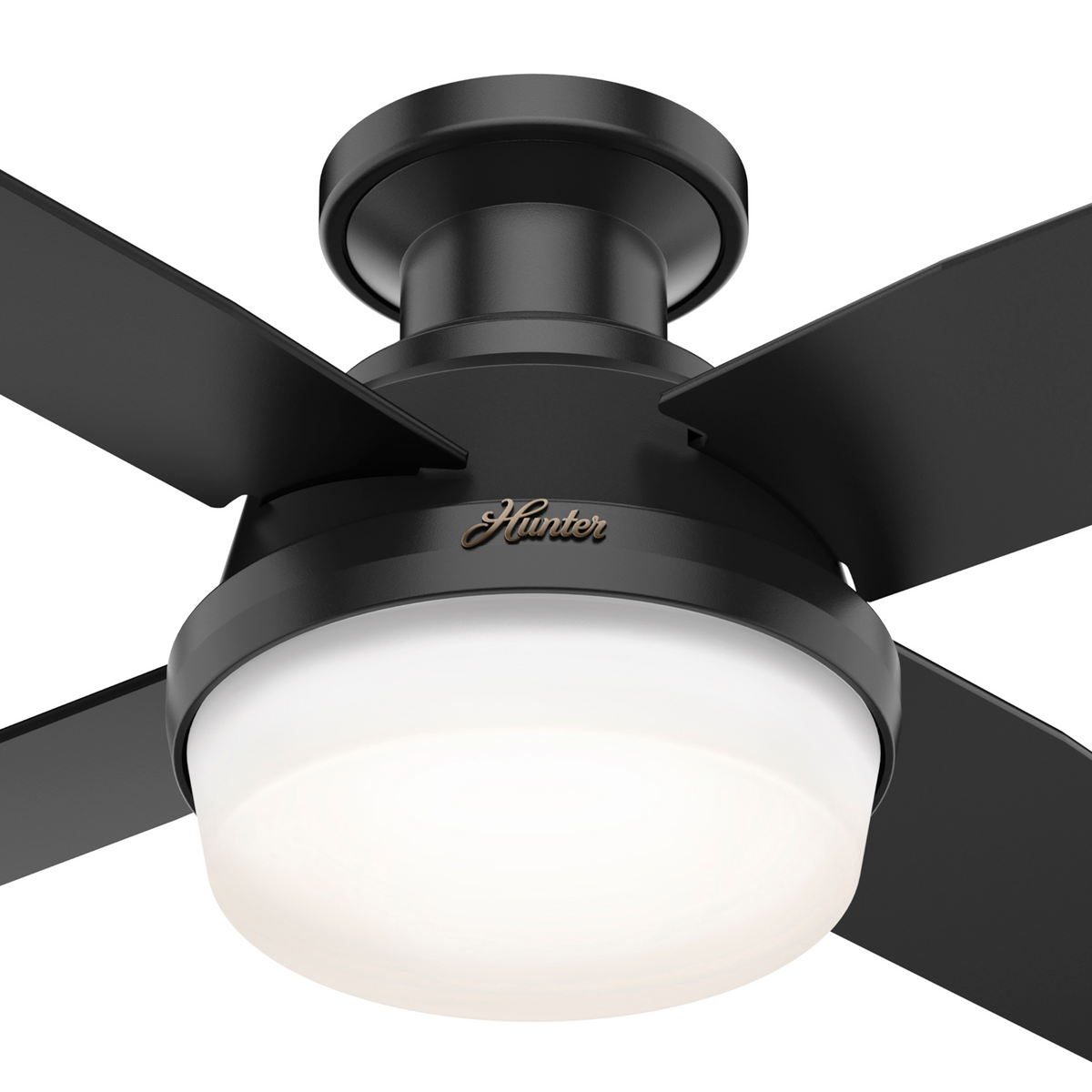 44 inch Dempsey Matte Black Low Profile Damp Rated Ceiling Fan with LED Light Kit and Handheld Remote