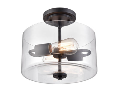 10'' Verlana Matte BlackClear 2 Light Semi-Flush Mount