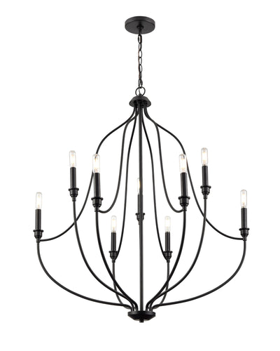 37.25'' Senoia Matte Black 9 Light Chandelier