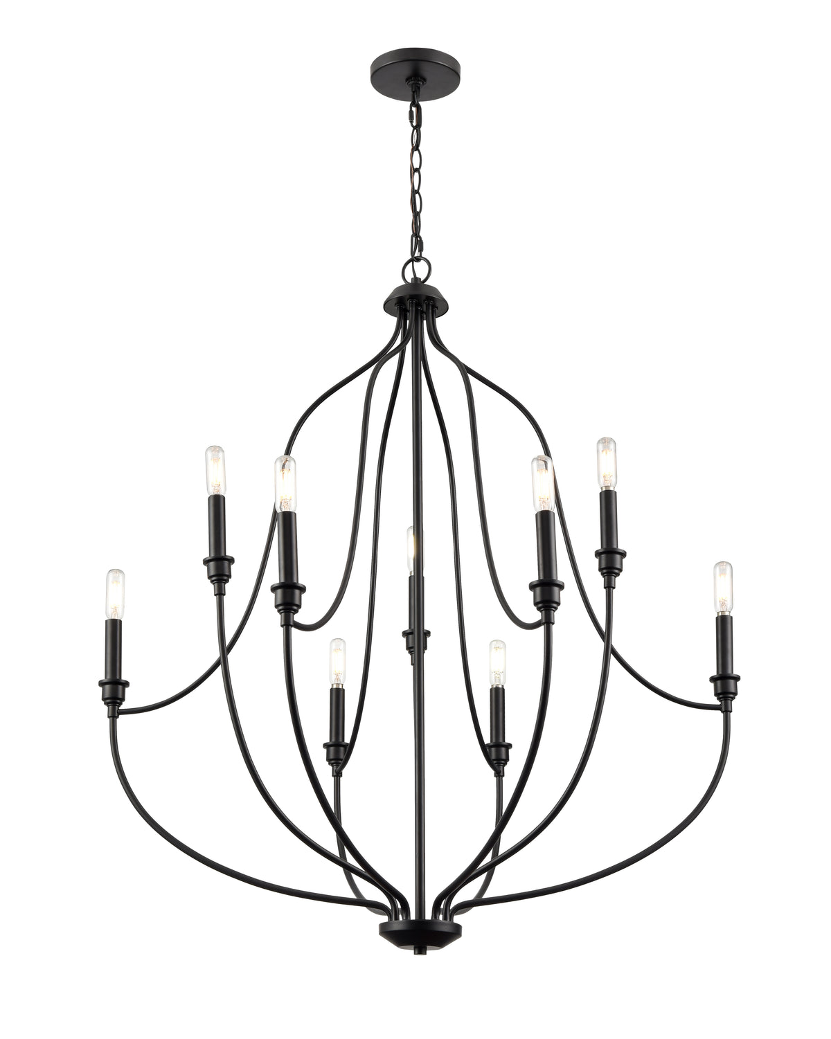 37.25'' Senoia Matte Black 9 Light Chandelier