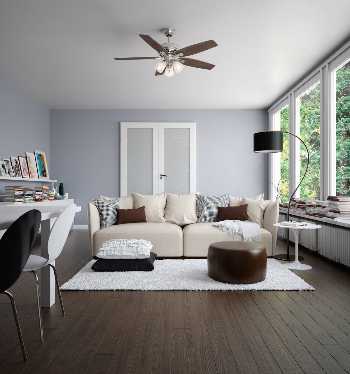 52 inch Newsome Brushed Nickel Ceiling Fan with LED Light Kit and Pull Chain