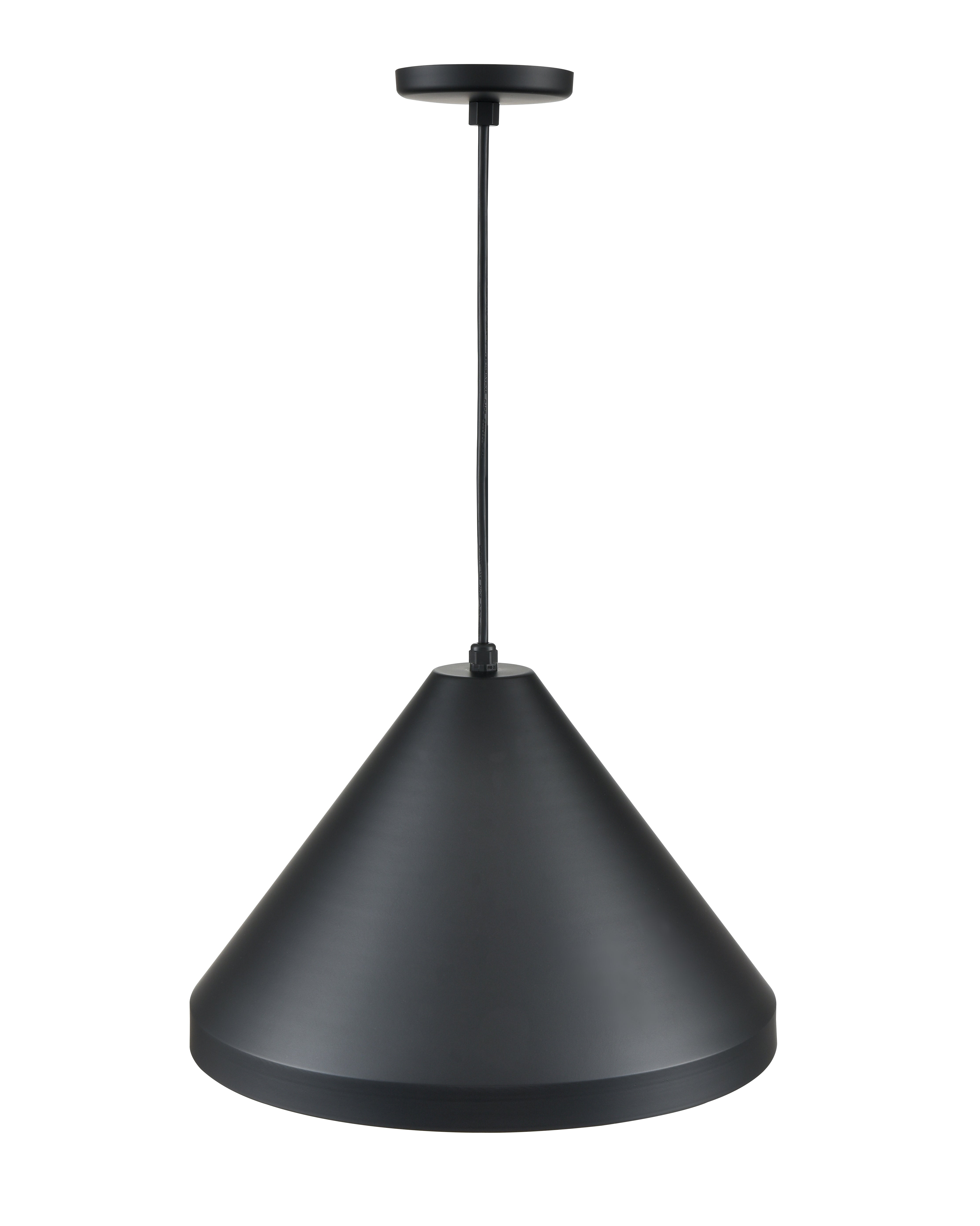13 x 11-inch R Series Satin Black 1-Light Black Glass Cone Pendant Light