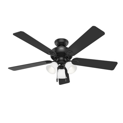 52 inch Swanson Matte Black Ceiling Fan with LED Light Kit