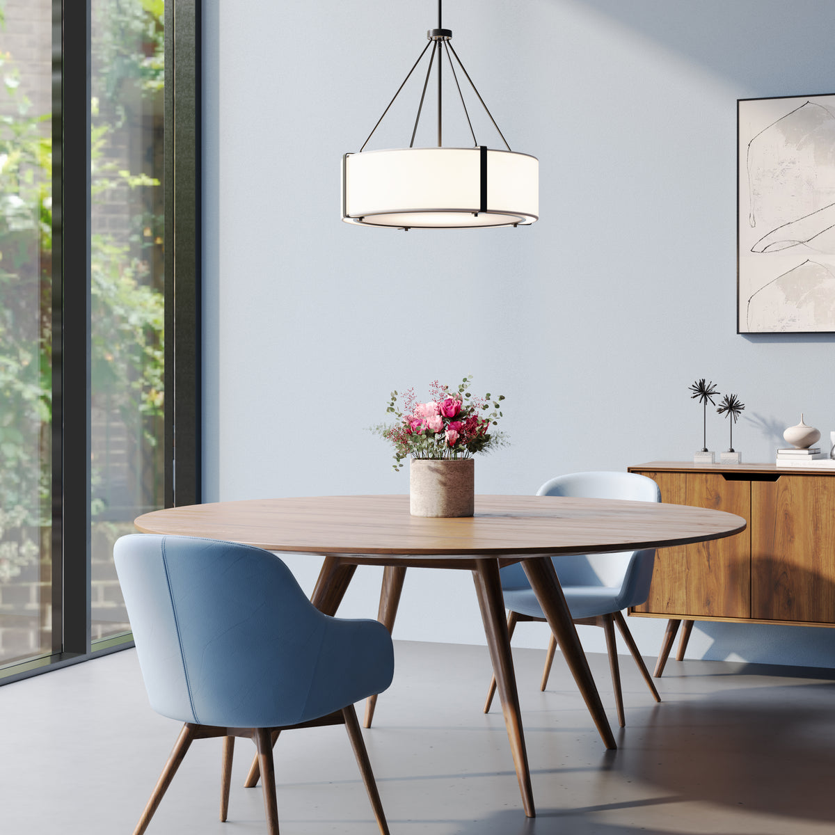 23'' Telfar Matte Black/White 3 Light Pendant