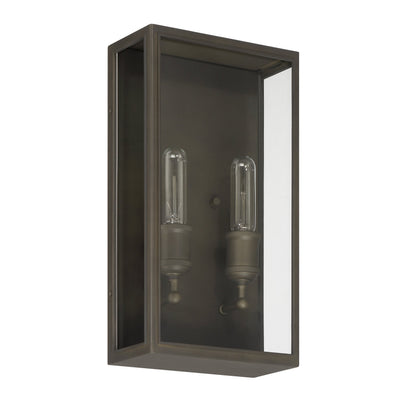 Hollis 16-inch 2-light Blackened Brass Exterior Wall Sconce with Clear Glass