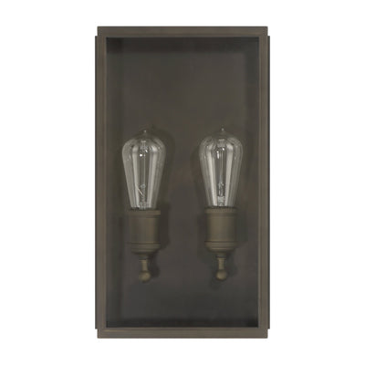 Hollis 16-inch 2-light Blackened Brass Exterior Wall Sconce with Clear Glass