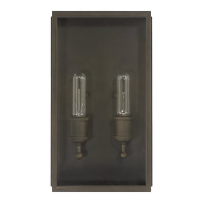 Hollis 16-inch 2-light Blackened Brass Exterior Wall Sconce with Clear Glass
