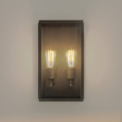 Hollis 16-inch 2-light Blackened Brass Exterior Wall Sconce with Clear Glass