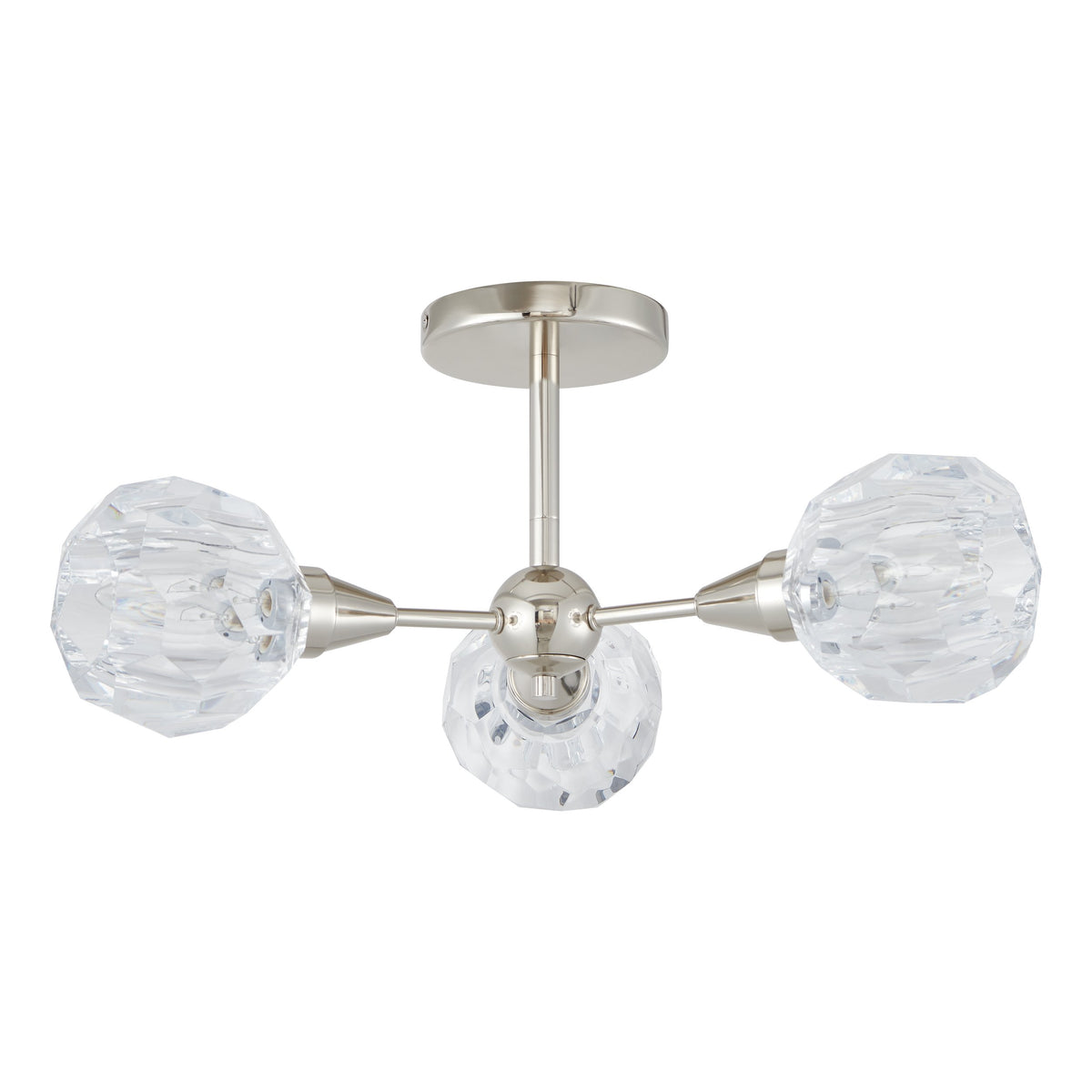 Helena 20-inch 3-light Polished Nickel Semi-Flush Mount with Clear Acrylic Shades
