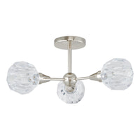 Helena 20-inch 3-light Polished Nickel Semi-Flush Mount with Clear Acrylic Shades