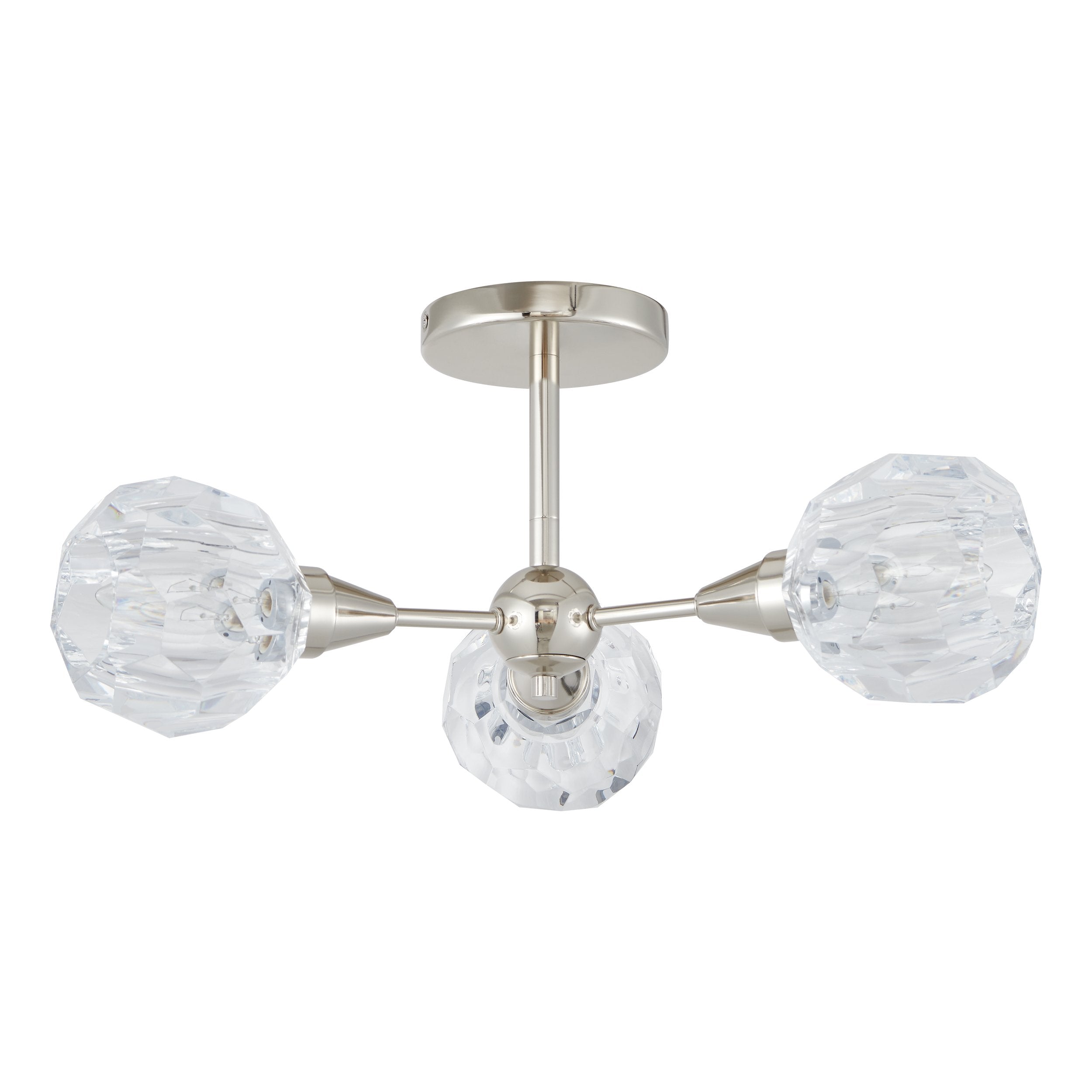 Helena 20-inch 3-light Polished Nickel Semi-Flush Mount with Clear Acrylic Shades