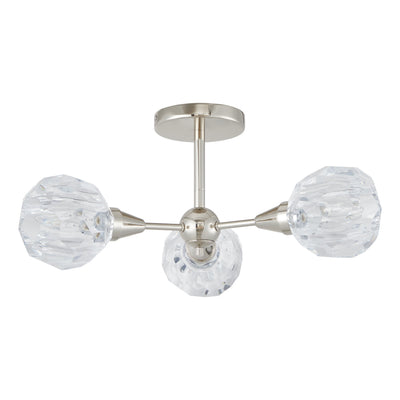 Helena 20-inch 3-light Polished Nickel Semi-Flush Mount with Clear Acrylic Shades