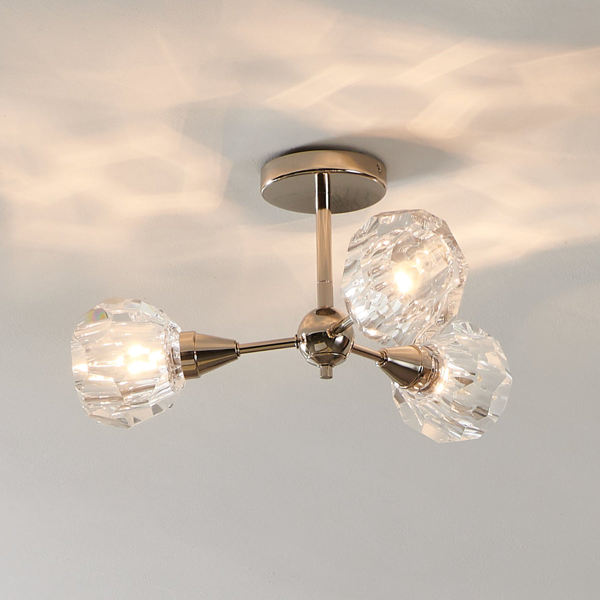 Helena 20-inch 3-light Polished Nickel Semi-Flush Mount with Clear Acrylic Shades
