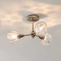Helena 20-inch 3-light Polished Nickel Semi-Flush Mount with Clear Acrylic Shades