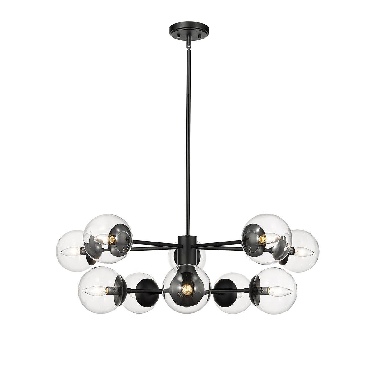 11'' Avell Matte Black 10 Light Chandelier