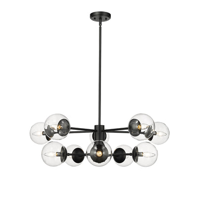 11'' Avell Matte Black 10 Light Chandelier