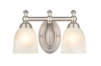 13.25-inch Satin Nickel 2-Light Faux Alabaster Glass Bathroom Vanity Light