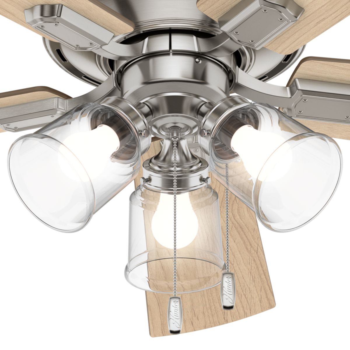 52 inch Crestfield Brushed Nickel Low Profile Ceiling Fan with LED Light Kit and Pull Chain