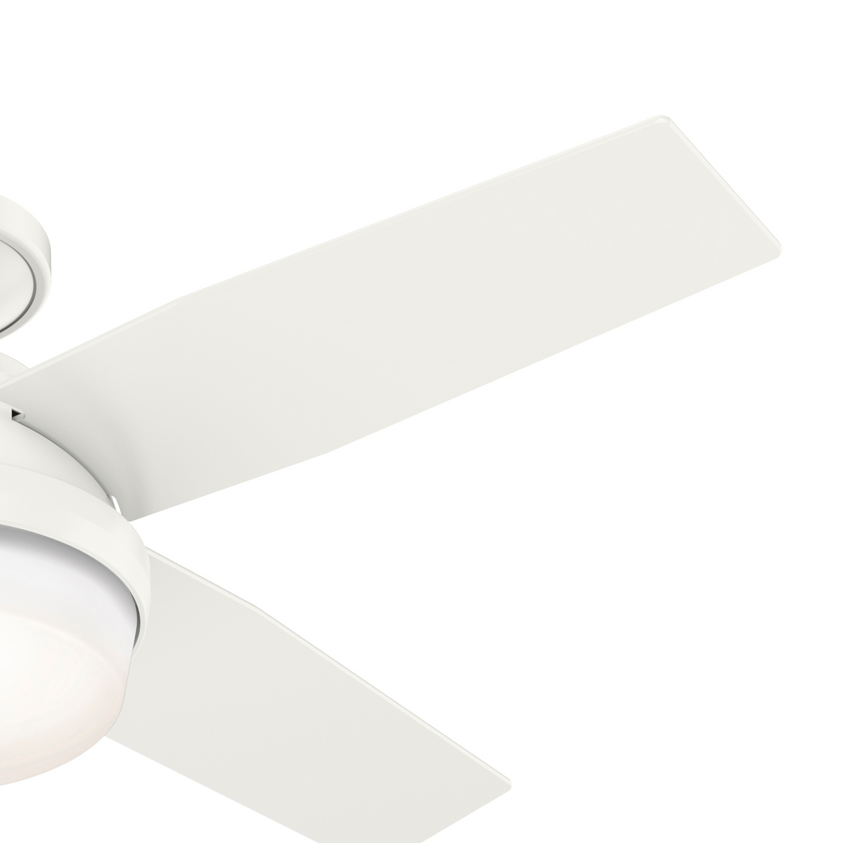 44 inch Dempsey Fresh White Low Profile Damp Rated Ceiling Fan with LED Light Kit and Handheld Remote