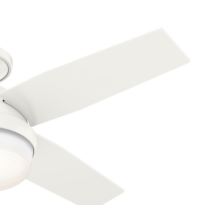 44 inch Dempsey Fresh White Low Profile Damp Rated Ceiling Fan with LED Light Kit and Handheld Remote