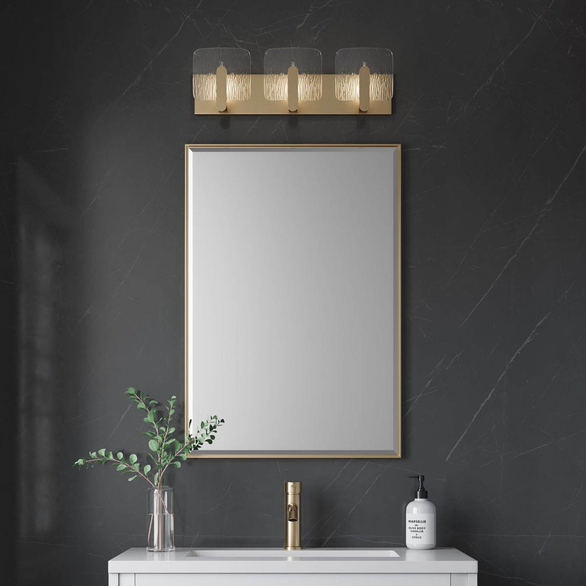 24'' Rimini Vintage Brass 3 Light Bath Vanity