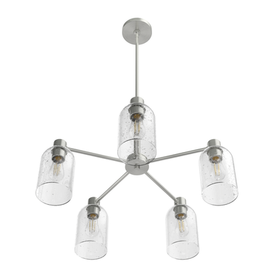 Lochemeade 26-inch 5-light Brushed Nickel Chandelier with Seeded Glass