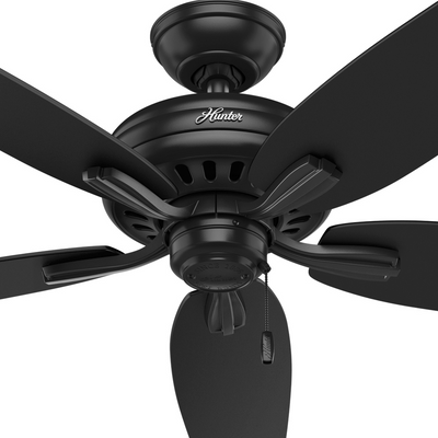 52 inch Newsome Matte Black Damp Rated Ceiling Fan and Pull Chain
