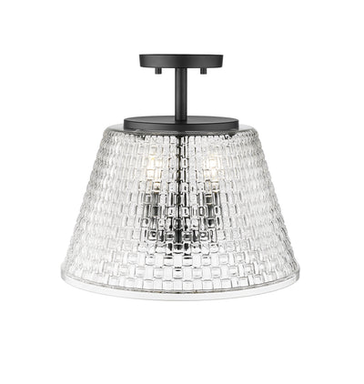13.5'' Saben Matte Black 3 Light Semi-Flush Mount