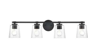 34''  Matte Black 4 Light Bath Vanity