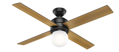 52 inch Hepburn Matte Black Ceiling Fan with LED Light Kit and Wall Control