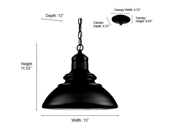 11.5'' Adda Powder Coated Black  Light Hanging Lantern