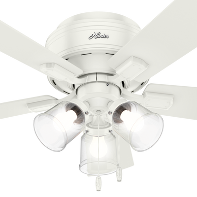 42 inch Crestfield Fresh White Low Profile Ceiling Fan with LED Light Kit and Pull Chain