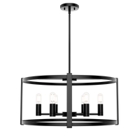 Astwood 26-inch 6-light Matte Black Drum Chandelier with Clear Glass