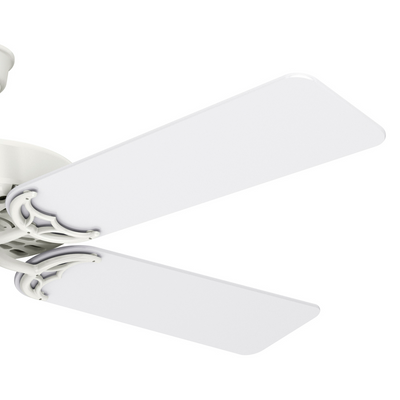 52 inch Original White Damp Rated Ceiling Fan and Pull Chain
